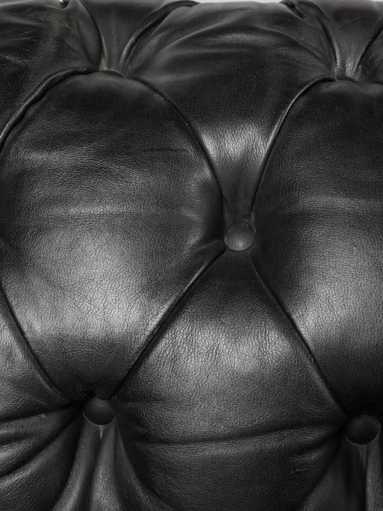 1960s black leather Chesterfield sofa - 2 seat - 68"