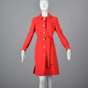1960s Bright Red Coat Dress