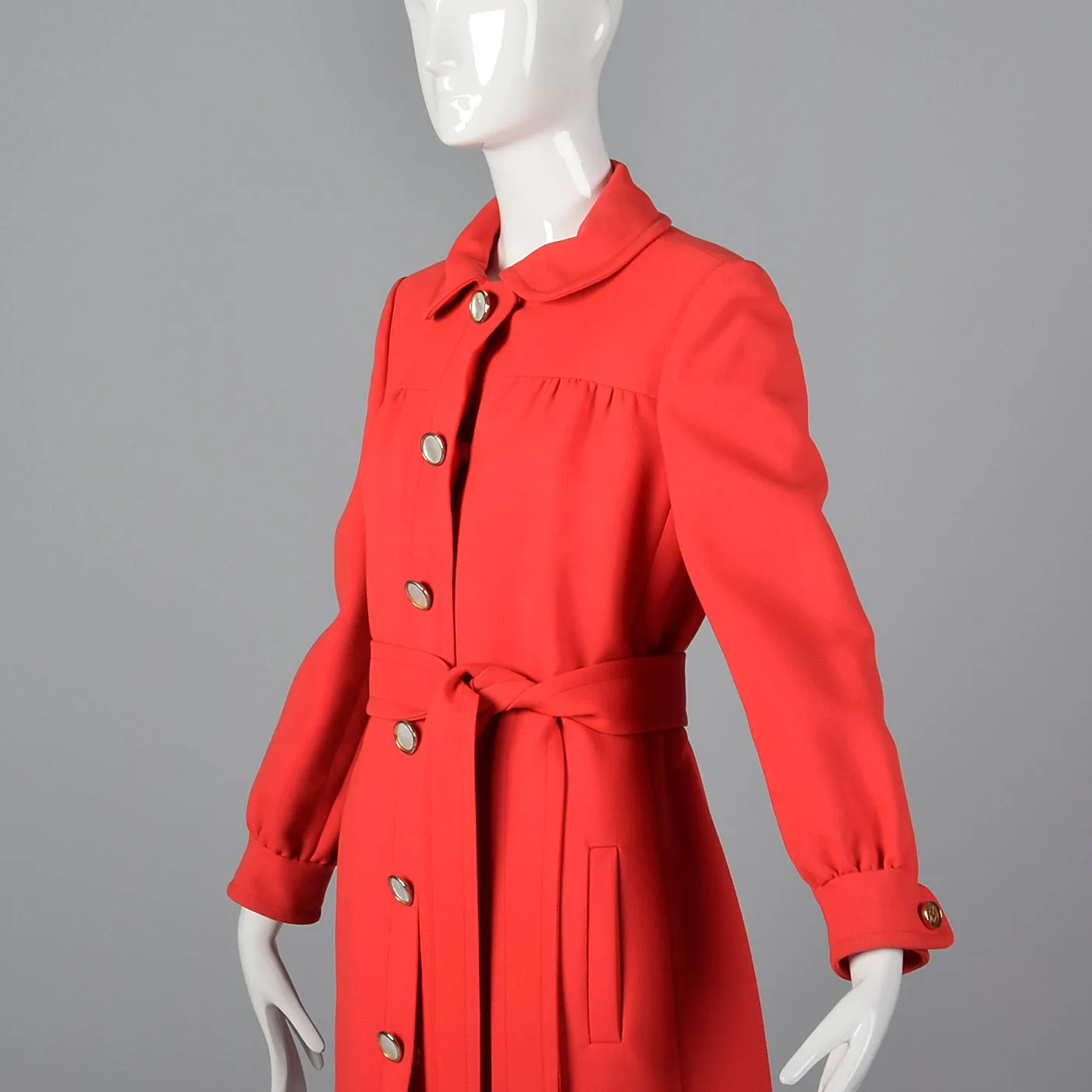1960s Bright Red Coat Dress