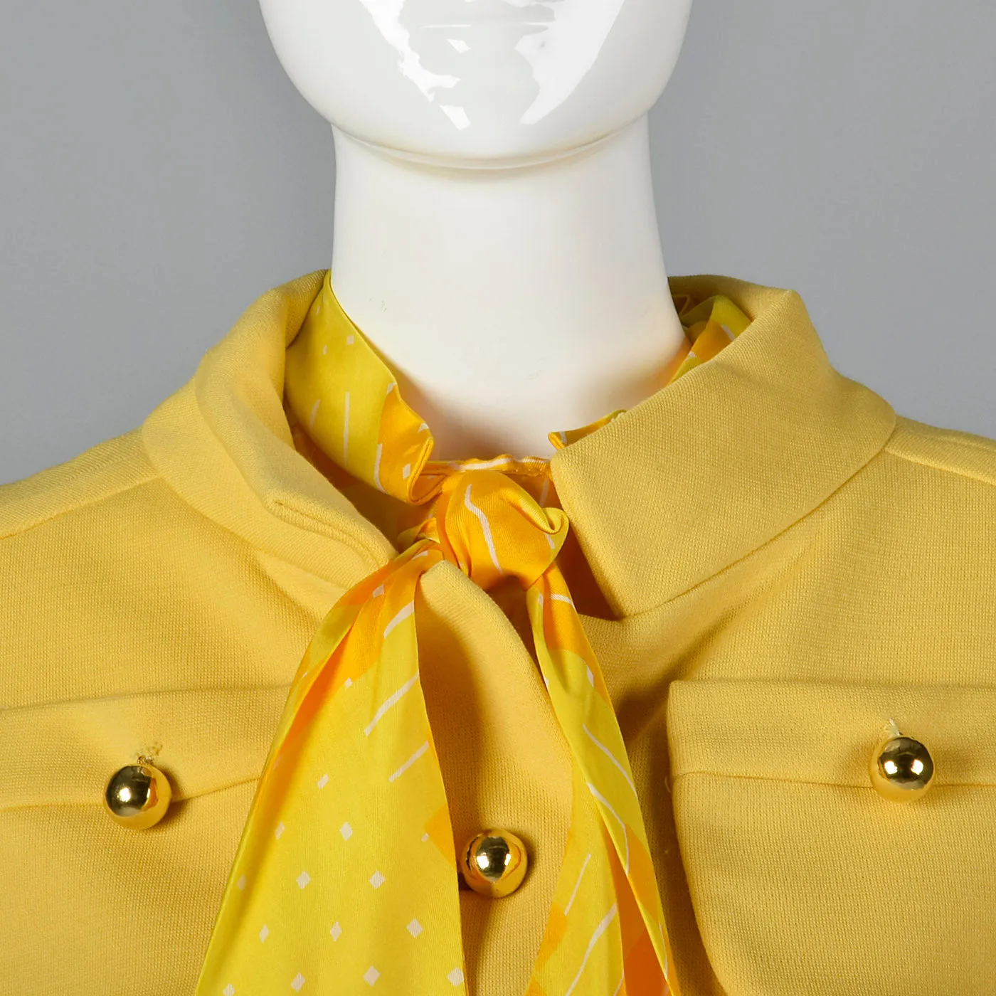 1960s Pat Sandler Bonwit Teller Yellow Silk Dress and Coat Set
