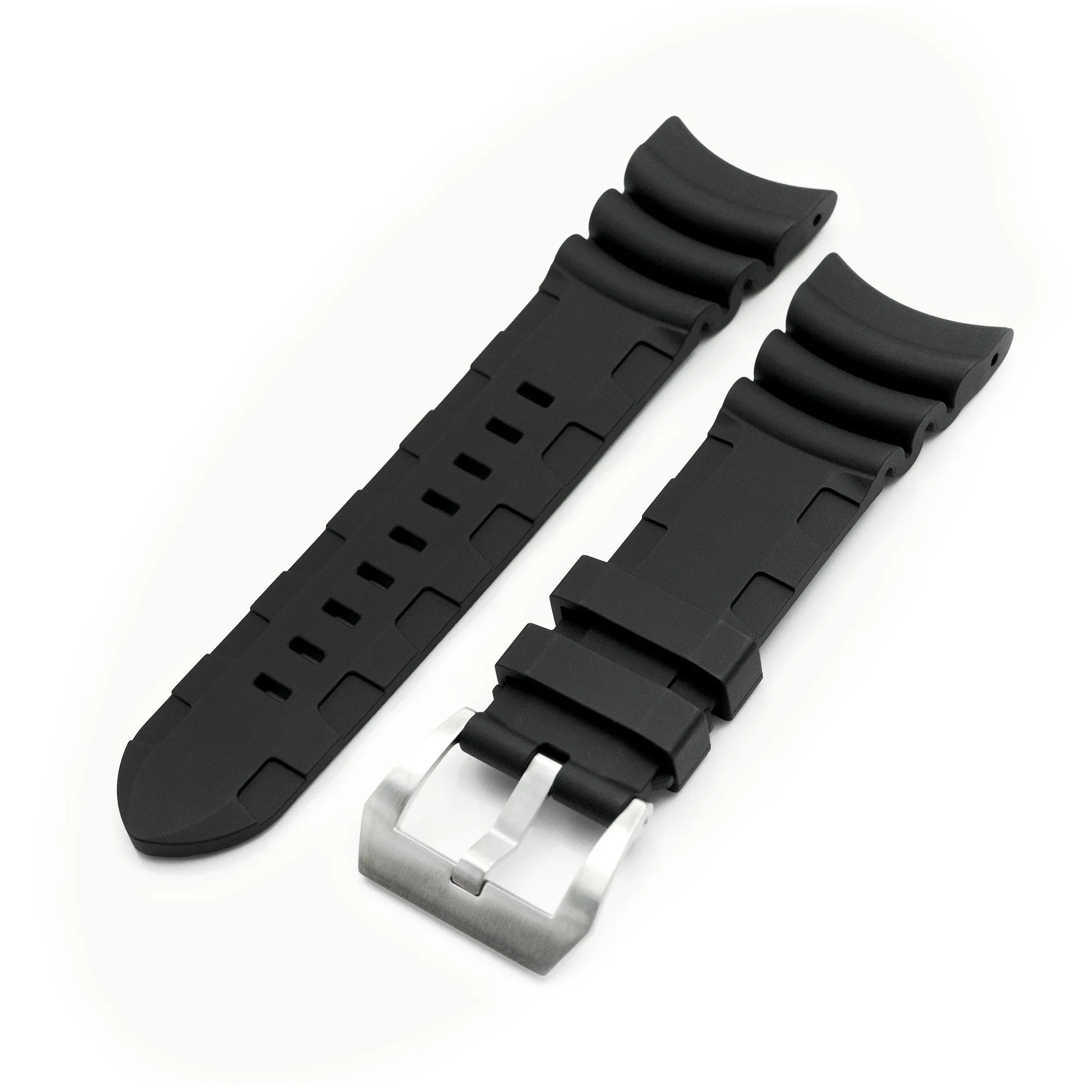 26mm Q.R. Firewave Resilient Curved End FKM rubber Watch Strap, Black
