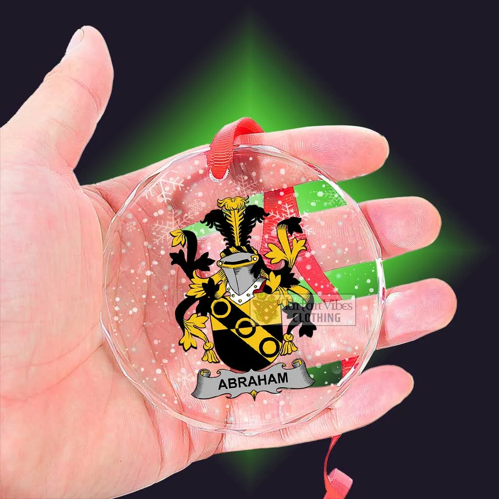 Abraham Irish Clan Christmas Glass Ornament with Coat of Arms