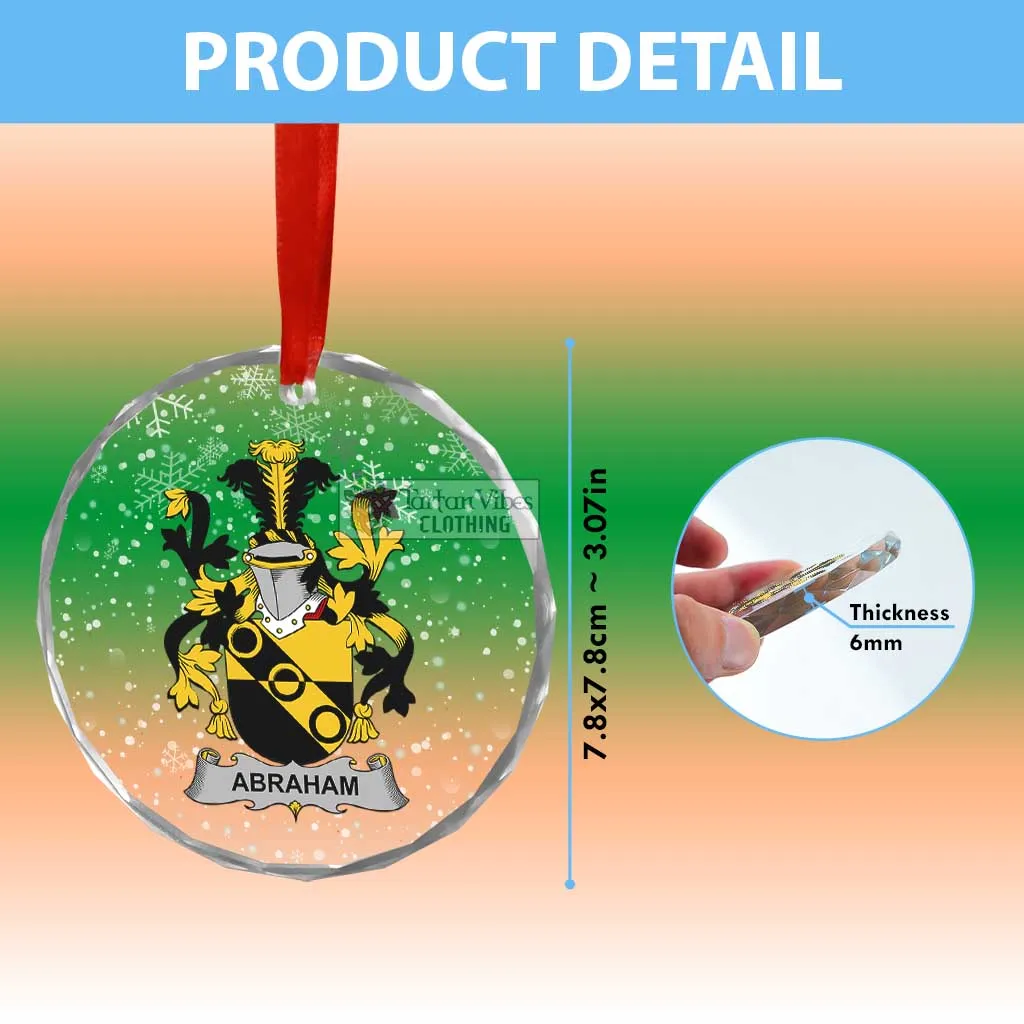 Abraham Irish Clan Christmas Glass Ornament with Coat of Arms