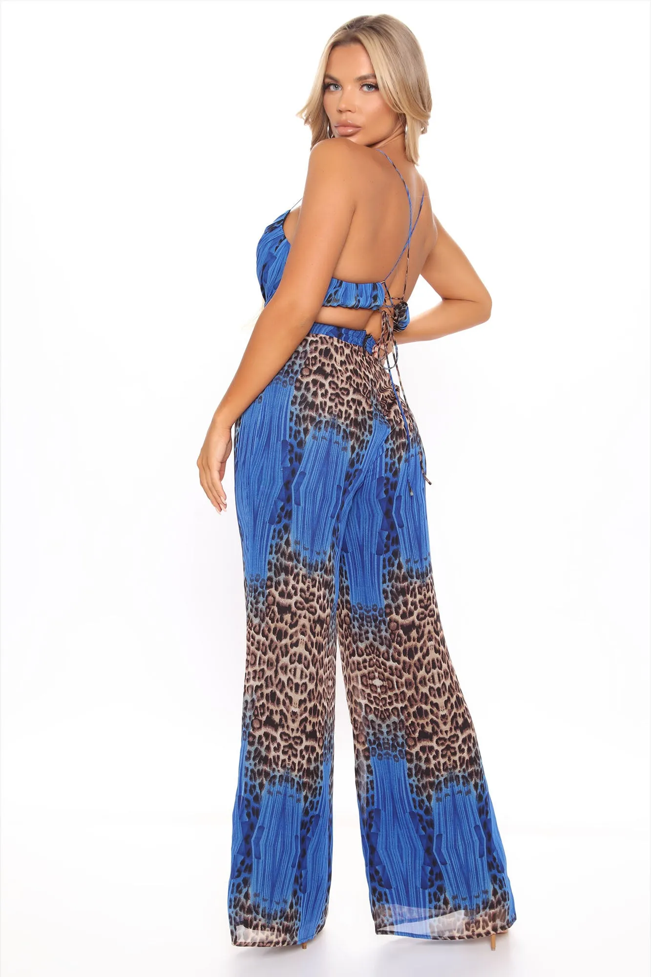 All About Me Leopard Jumpsuit - Royal/combo