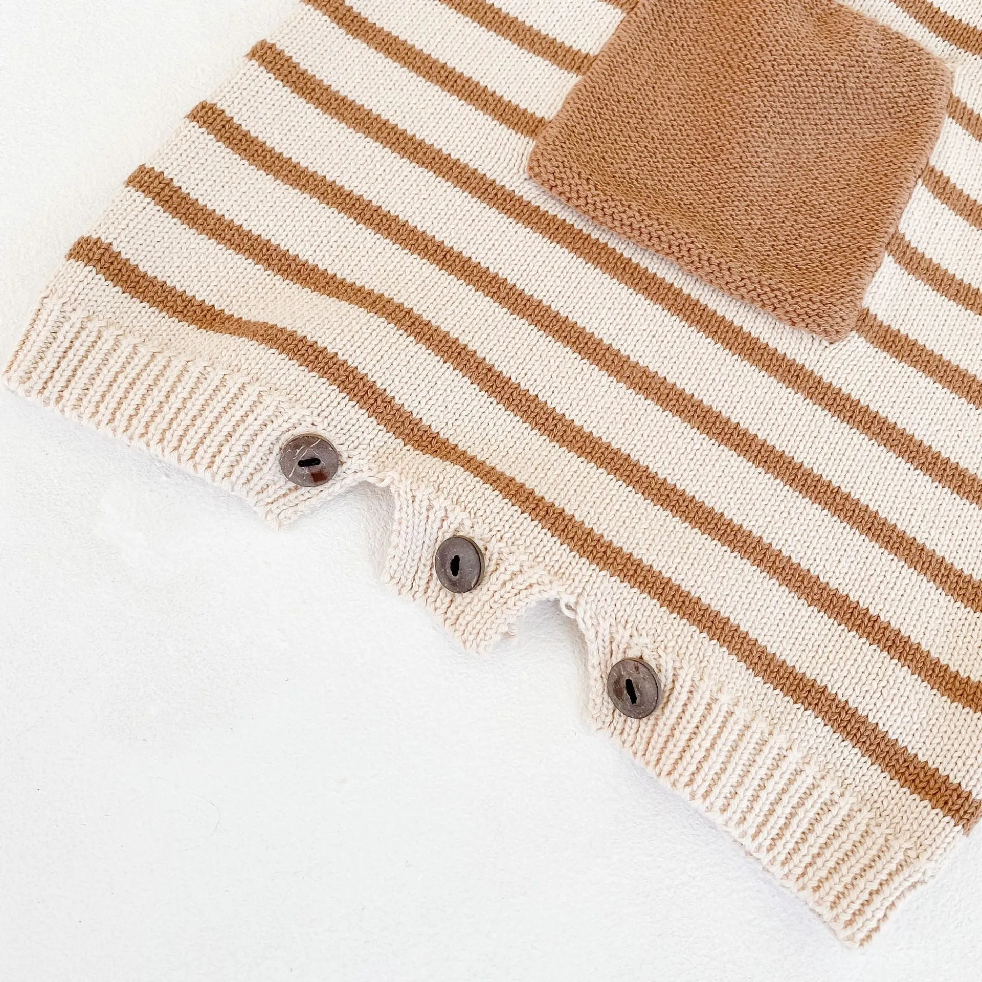 Baby Girl Striped Graphic Knitted Strap Sleeveless Jumpsuit With Pocket by MyKids-USA™