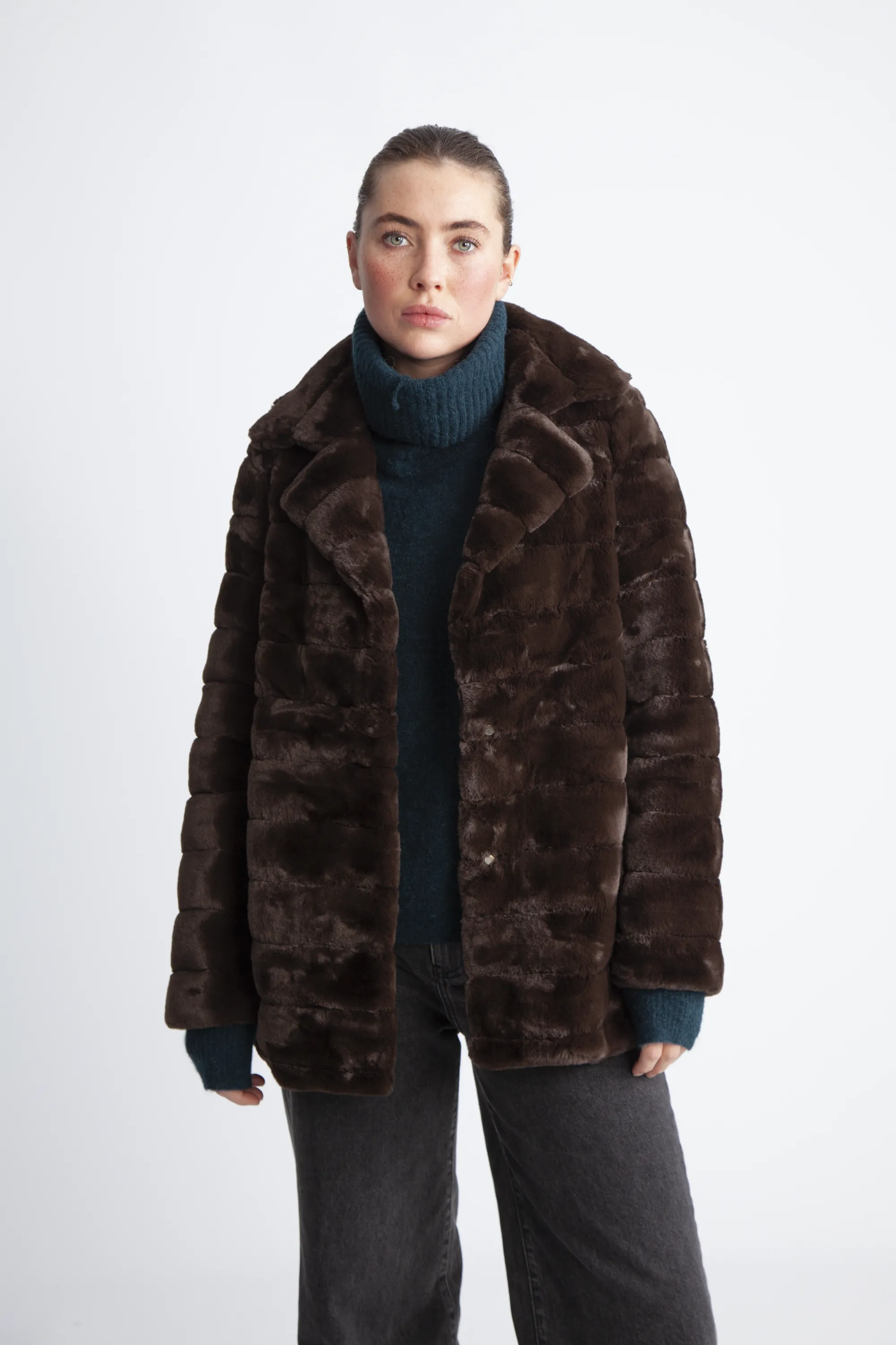Bailey Faux Fur Coat Short - Dark Brown