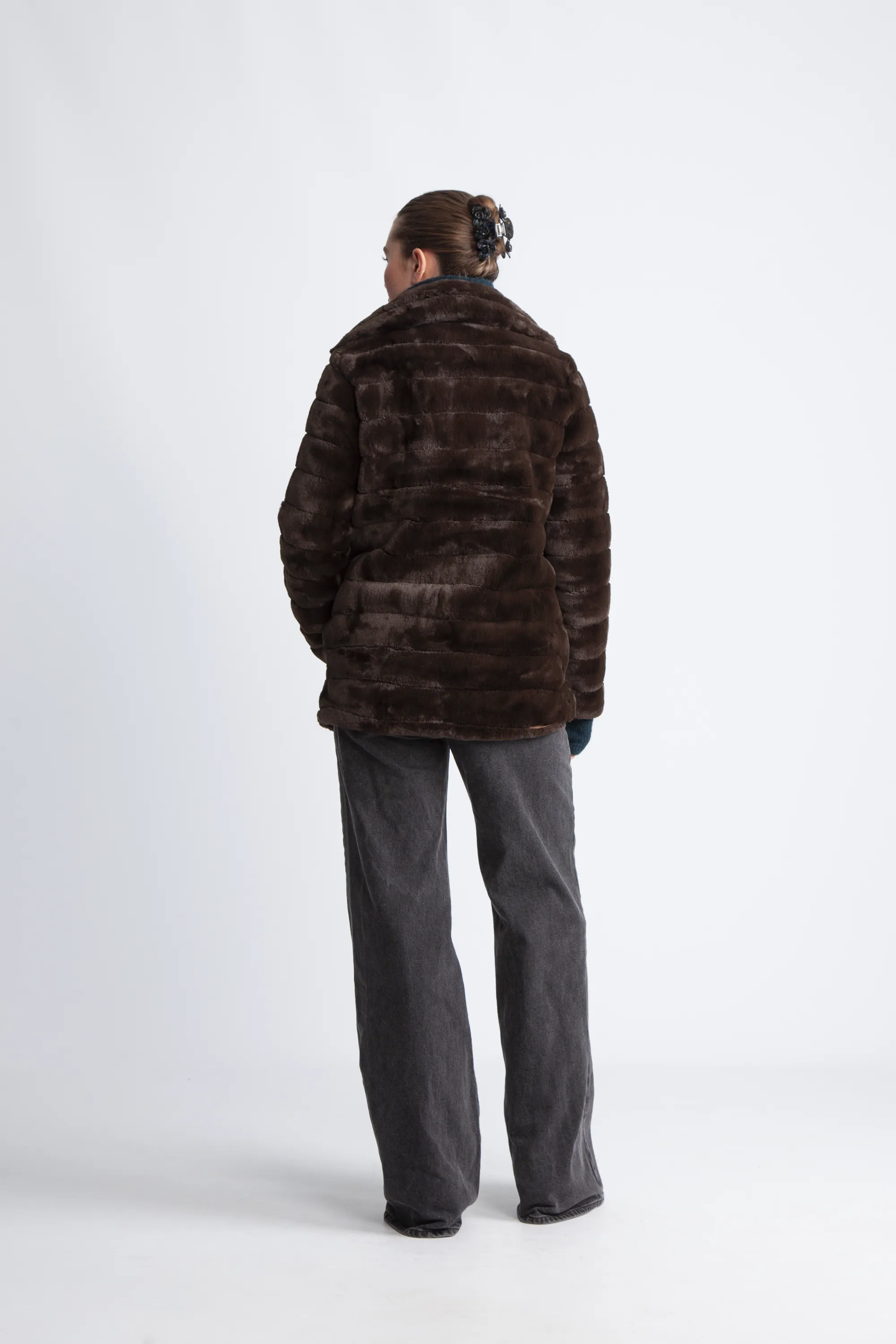 Bailey Faux Fur Coat Short - Dark Brown