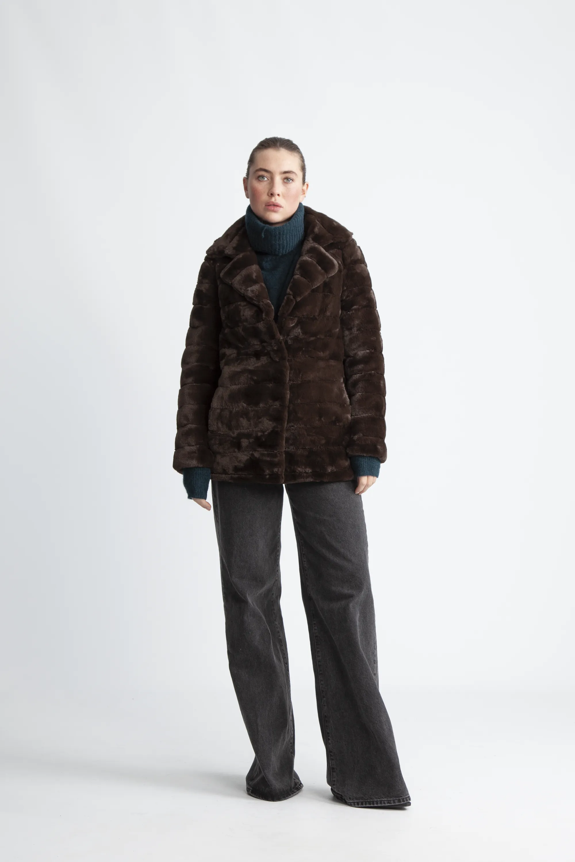 Bailey Faux Fur Coat Short - Dark Brown
