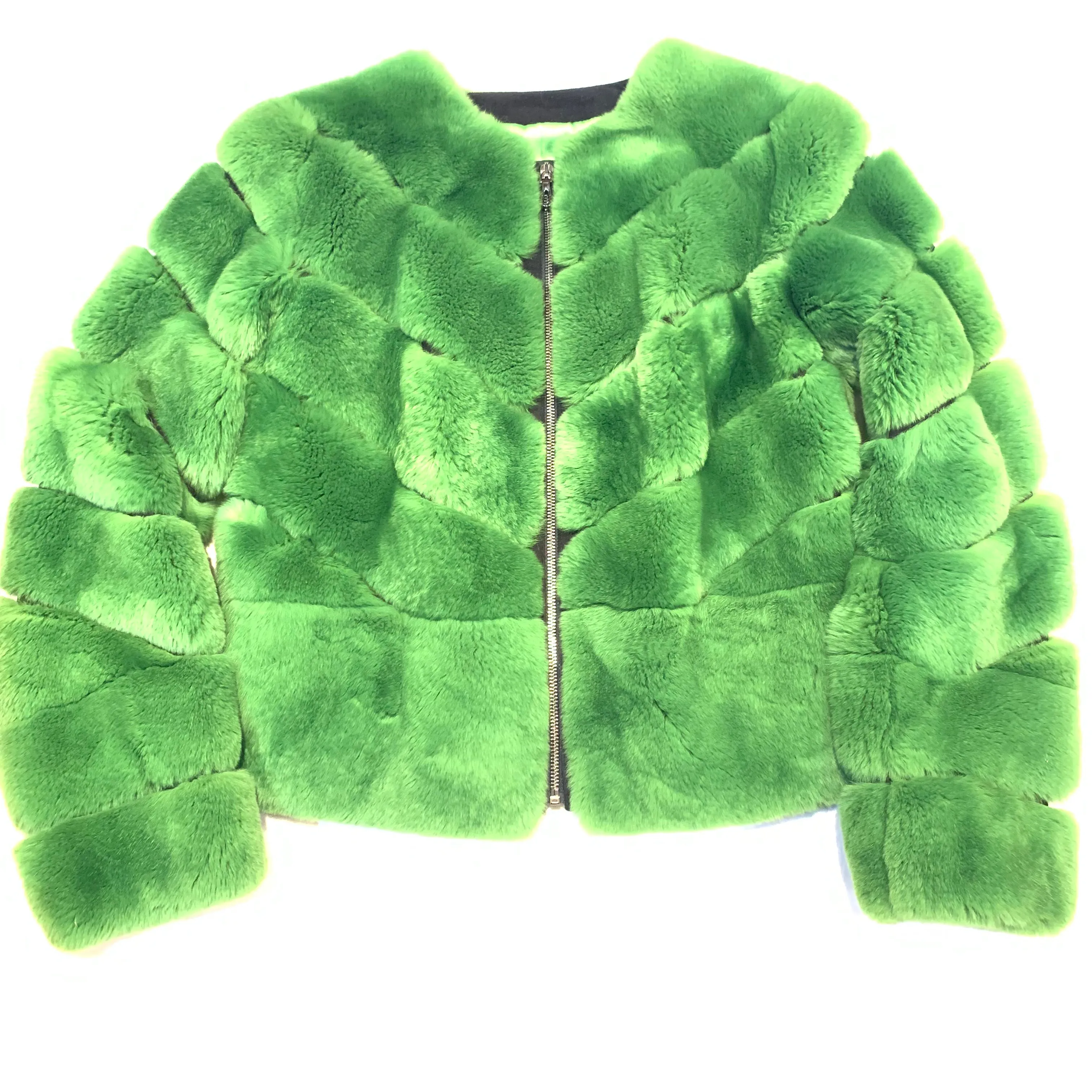 Barya NewYork Ladies Cim Yesil Green Rex Rabbit Fur Coat