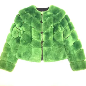Barya NewYork Ladies Cim Yesil Green Rex Rabbit Fur Coat