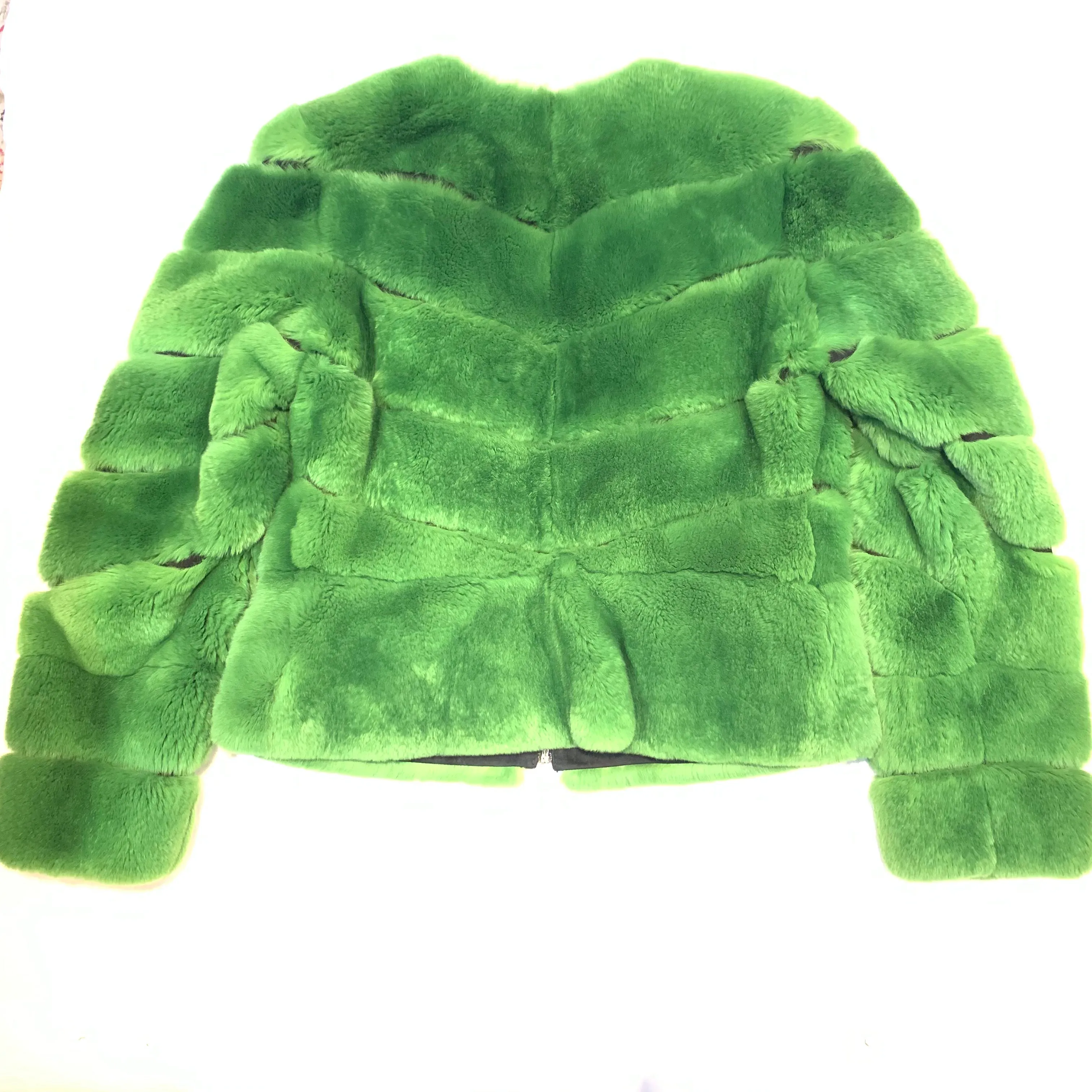 Barya NewYork Ladies Cim Yesil Green Rex Rabbit Fur Coat