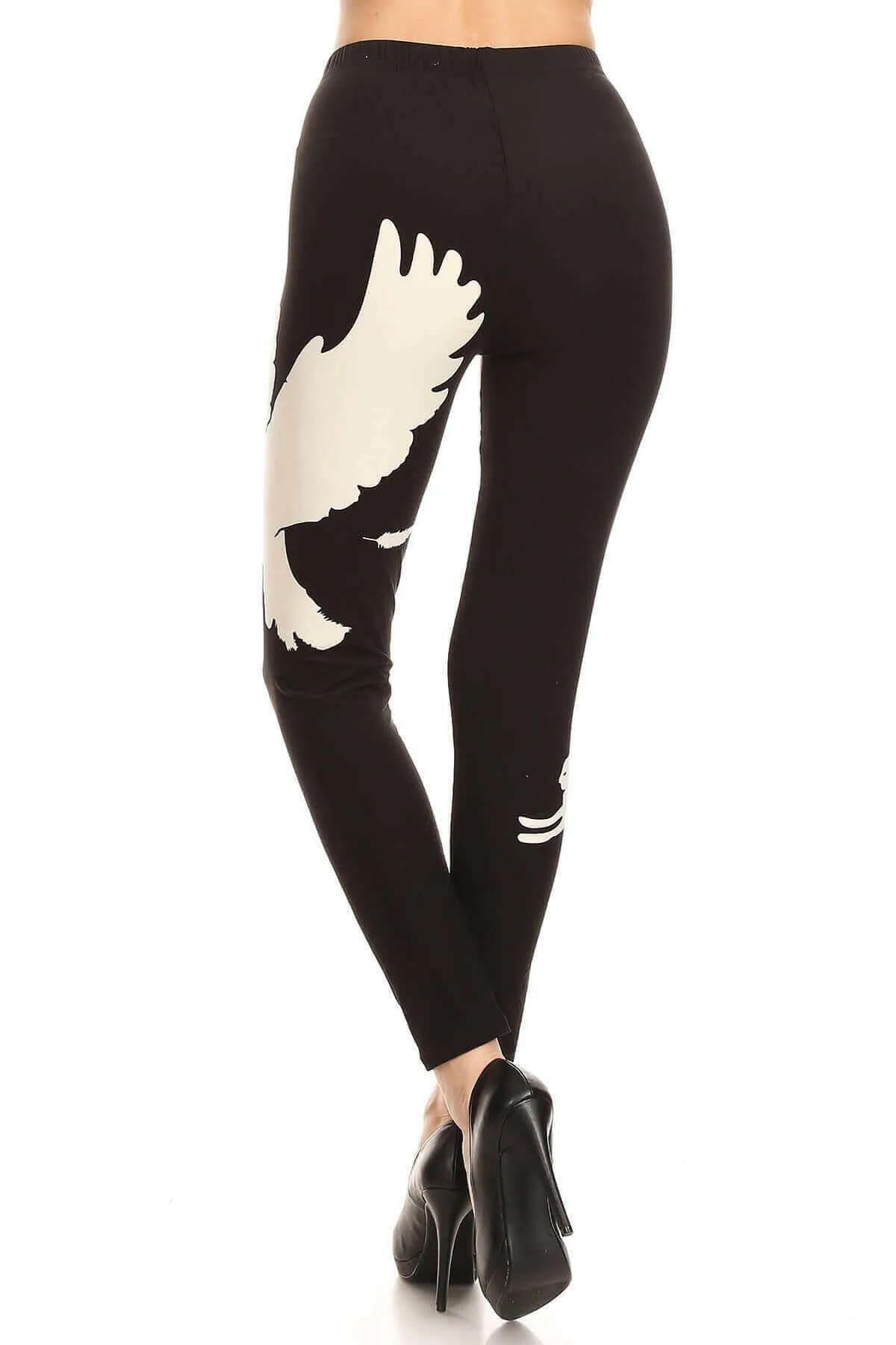 Bird And Rabbit Printed, Full Length, High Waisted Leggings In A