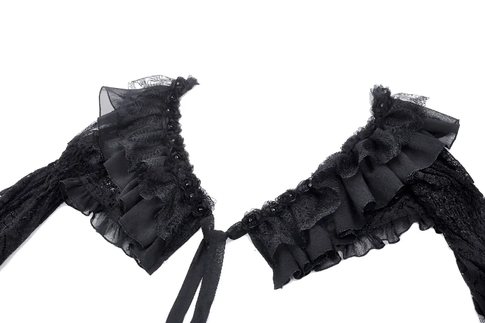 Black Lace Gothic Off-Shoulder Cape with Flared Sleeves