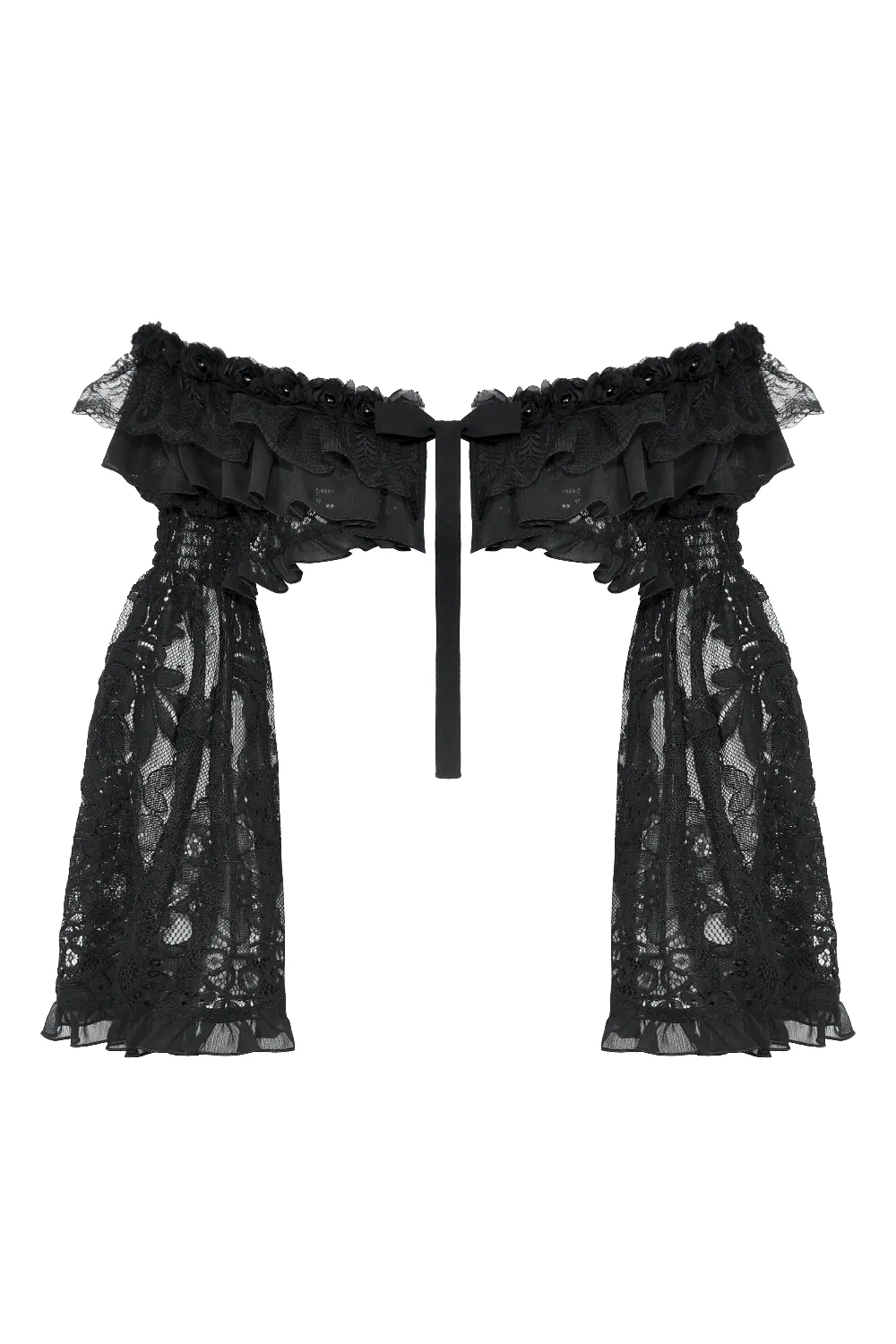 Black Lace Gothic Off-Shoulder Cape with Flared Sleeves