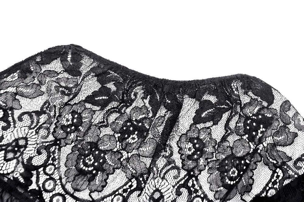 Black Lace Gothic Off-Shoulder Cape with Flared Sleeves