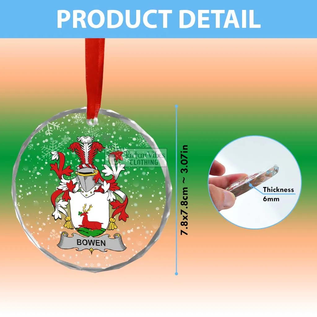 Bowen Irish Clan Christmas Glass Ornament with Coat of Arms