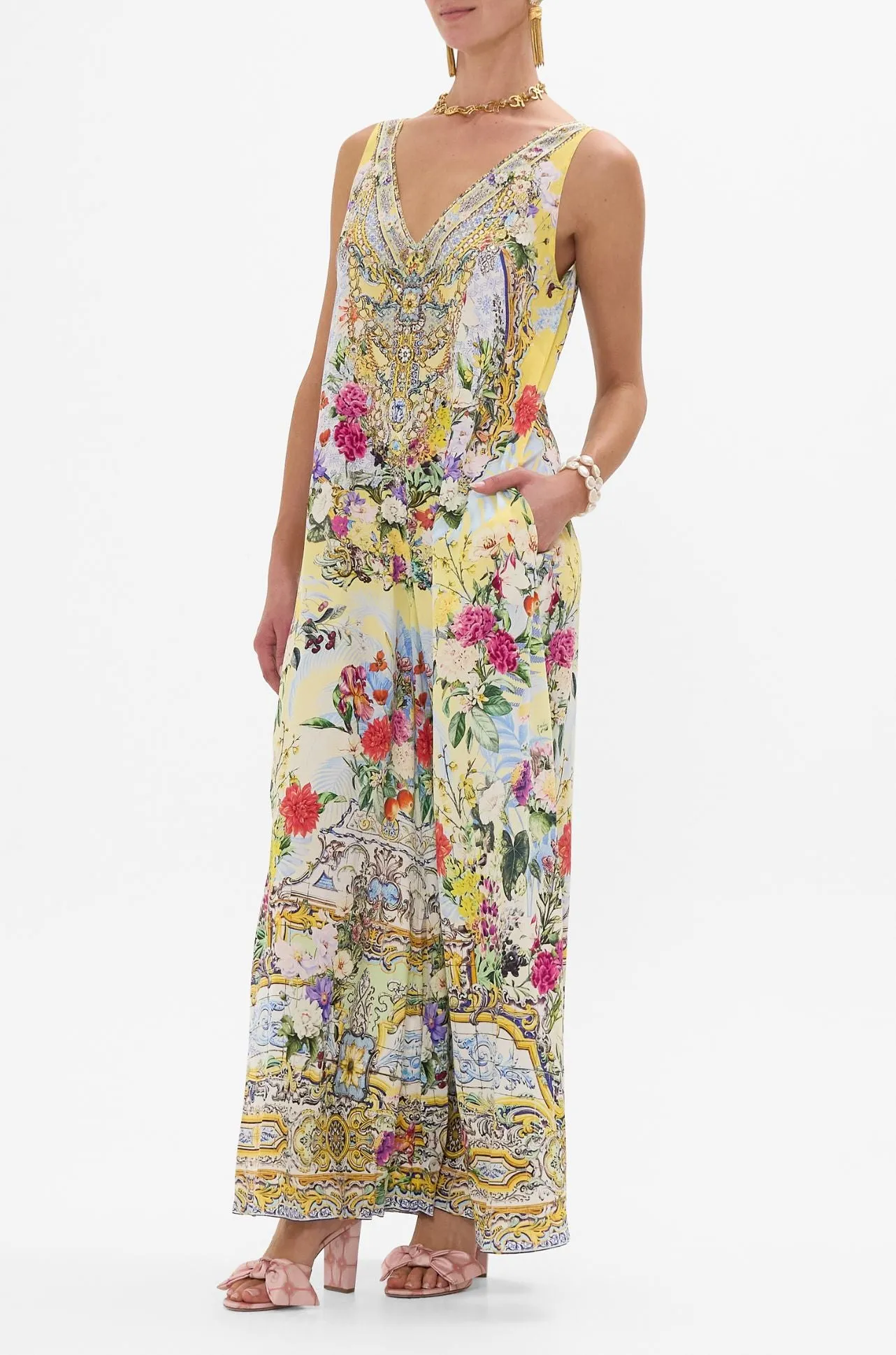 Camilla - Flor Fantastica V Neck Flared Jumpsuit