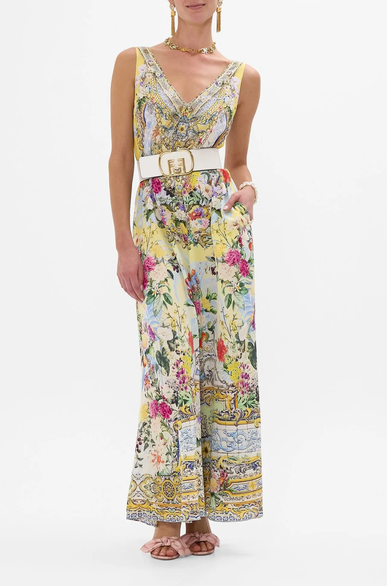 Camilla - Flor Fantastica V Neck Flared Jumpsuit