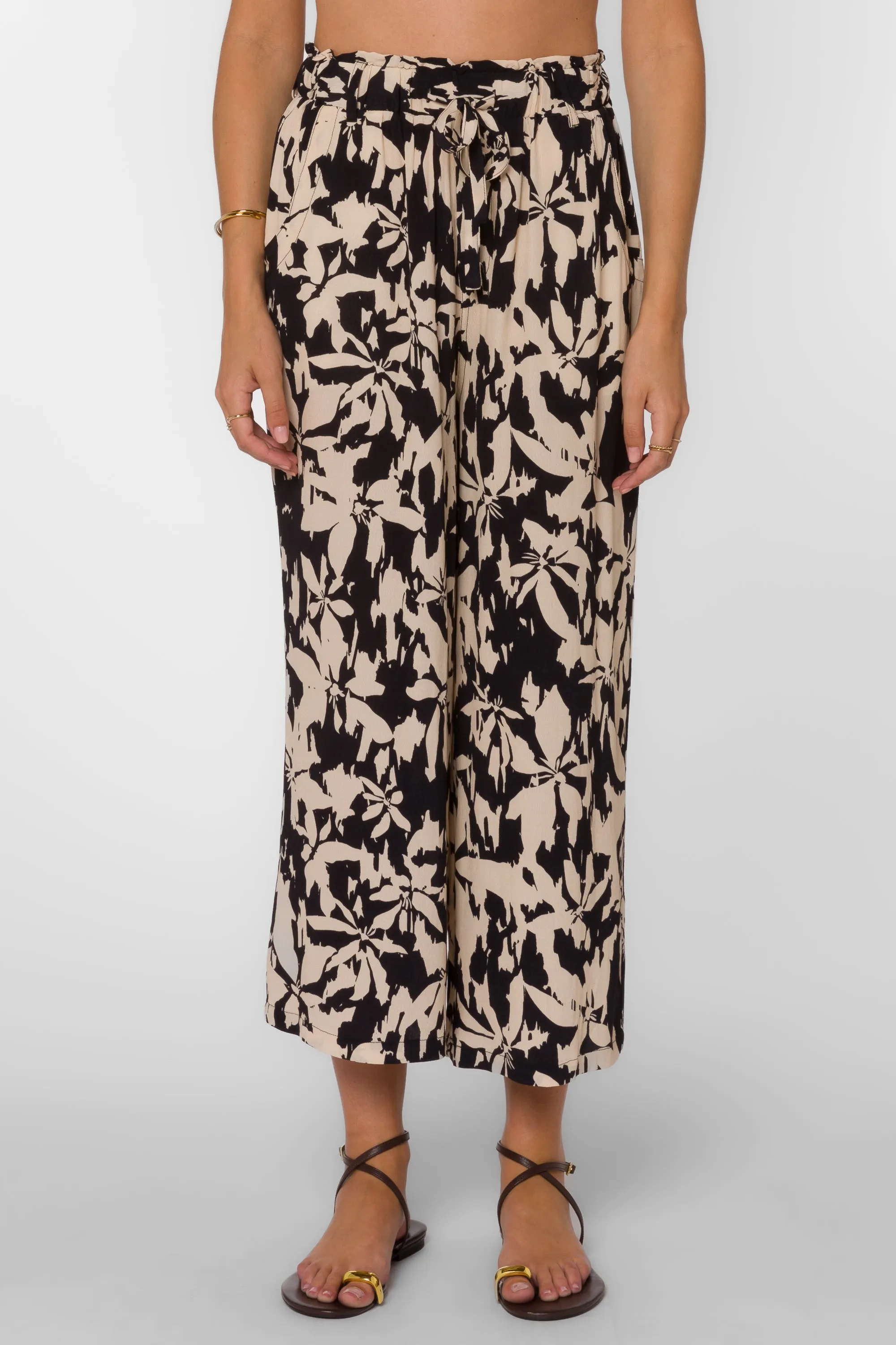 Claudette Black Cream Floral Pants