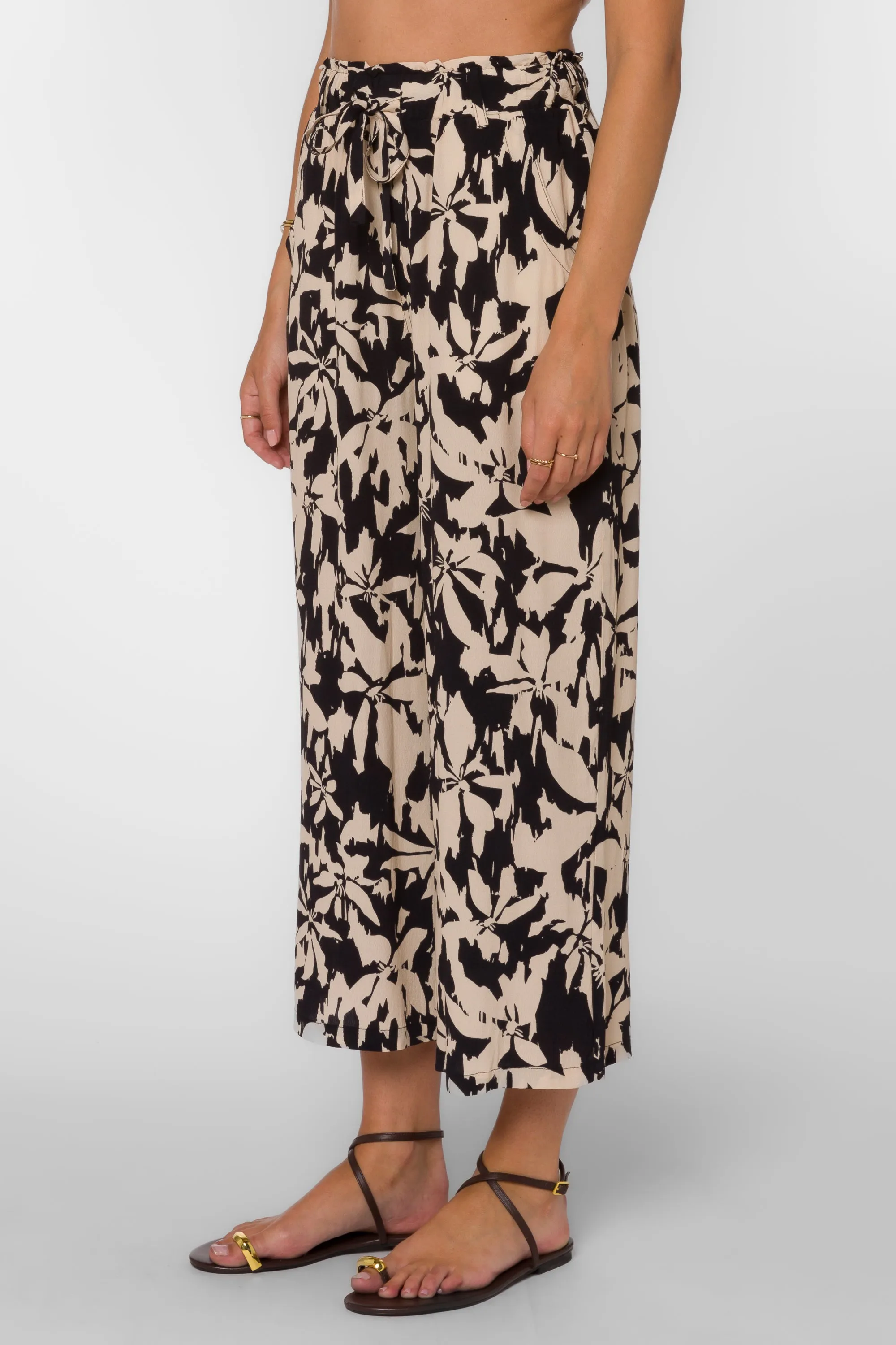 Claudette Black Cream Floral Pants