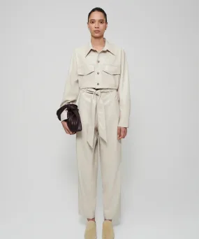 Creme Leather Jumpsuit for Women