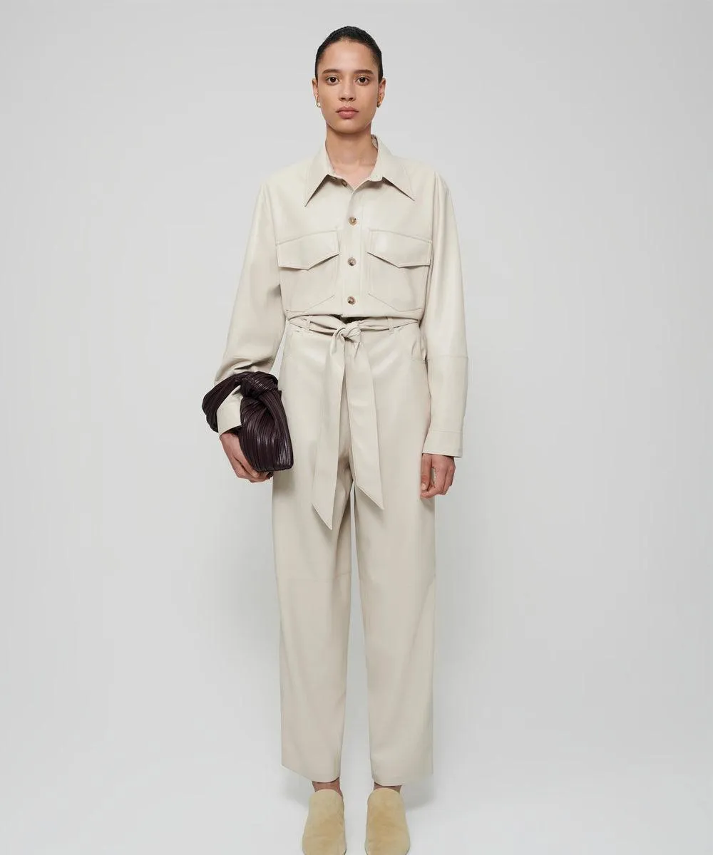 Creme Leather Jumpsuit for Women