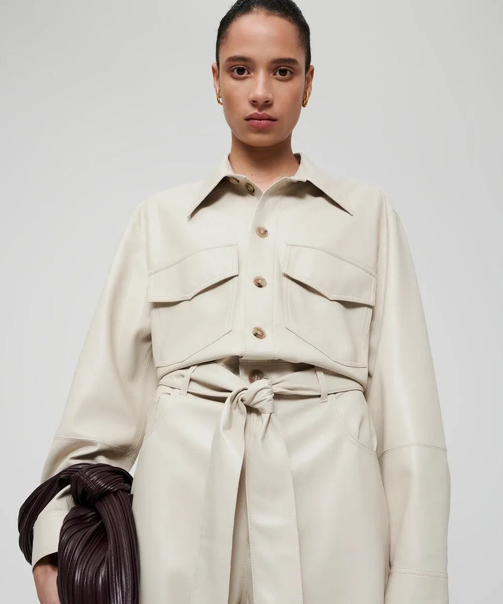 Creme Leather Jumpsuit for Women