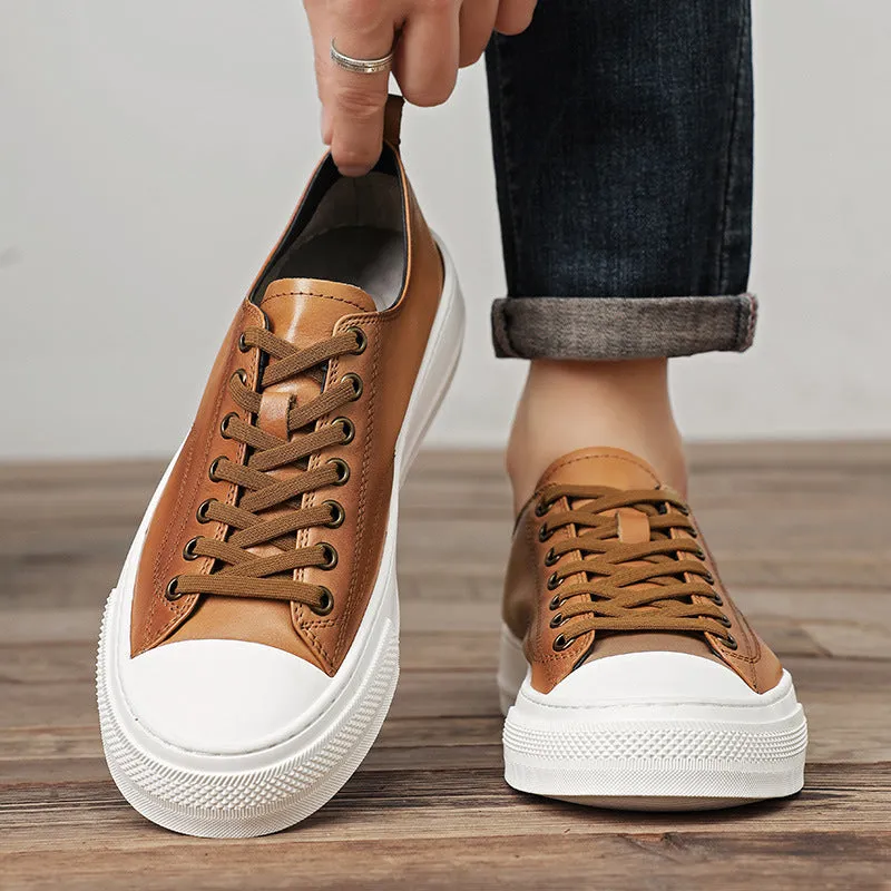 DAPPER STREET SUPPLY CO. - Genuine Leather Low-Top Sneakers