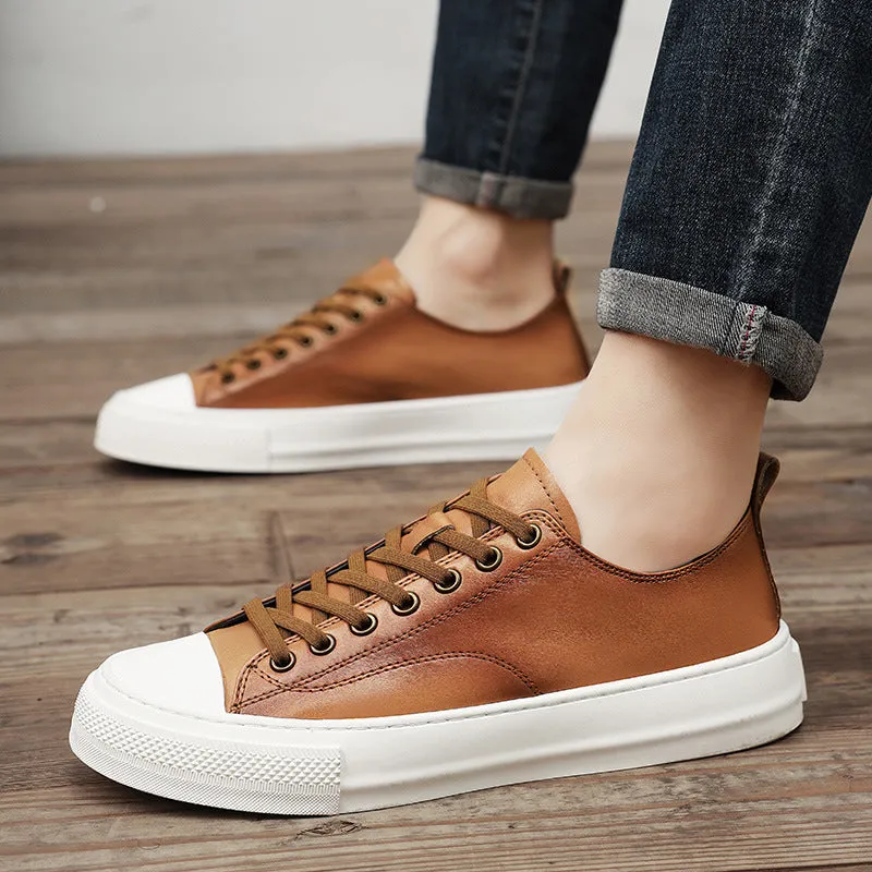 DAPPER STREET SUPPLY CO. - Genuine Leather Low-Top Sneakers