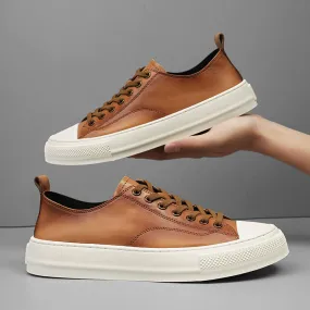 DAPPER STREET SUPPLY CO. - Genuine Leather Low-Top Sneakers