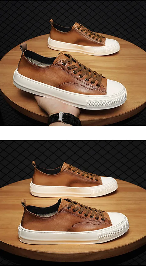 DAPPER STREET SUPPLY CO. - Genuine Leather Low-Top Sneakers