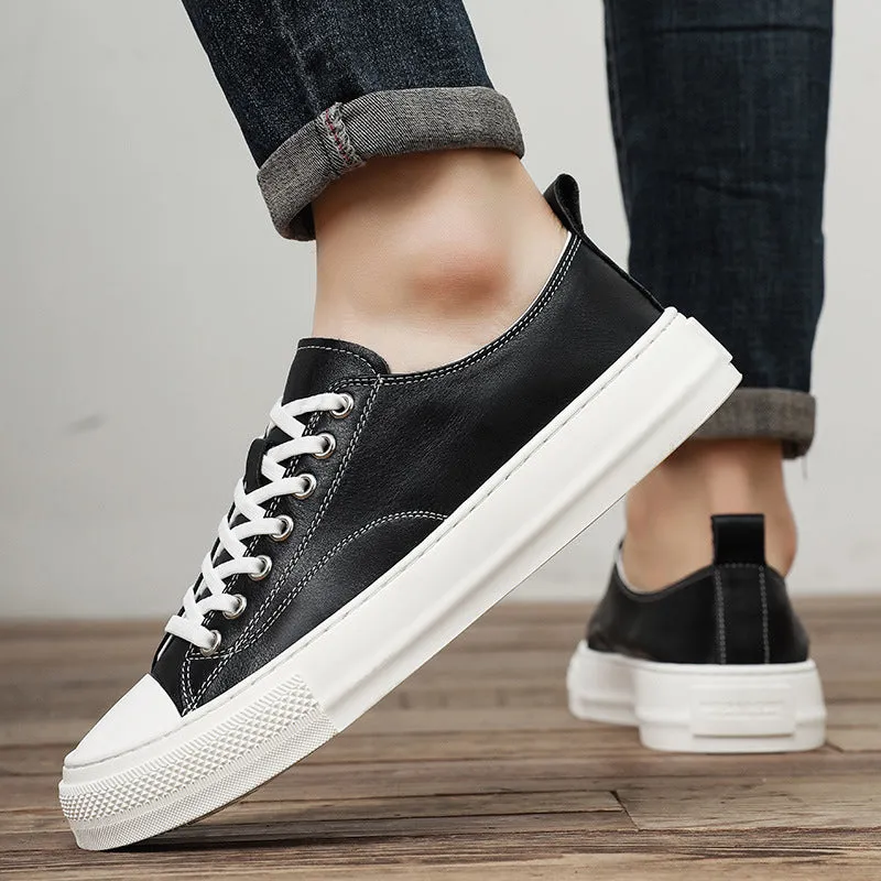 DAPPER STREET SUPPLY CO. - Genuine Leather Low-Top Sneakers
