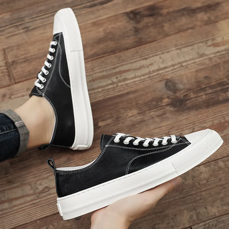 DAPPER STREET SUPPLY CO. - Genuine Leather Low-Top Sneakers