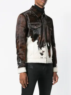 Dark Tricolor Cow Fur Jacket