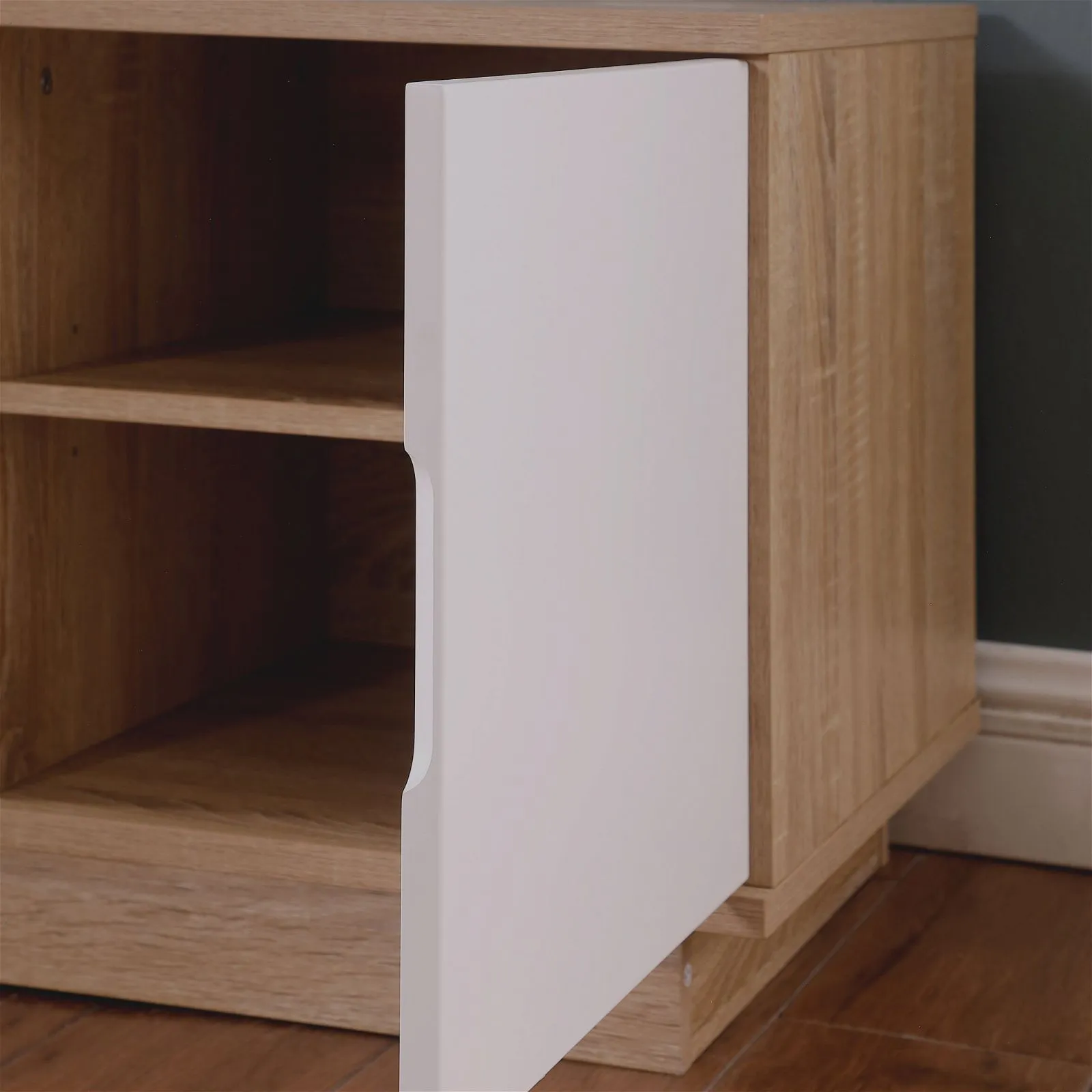 DELUX 200cm Entertainment Unit, Oak and White by Tauris