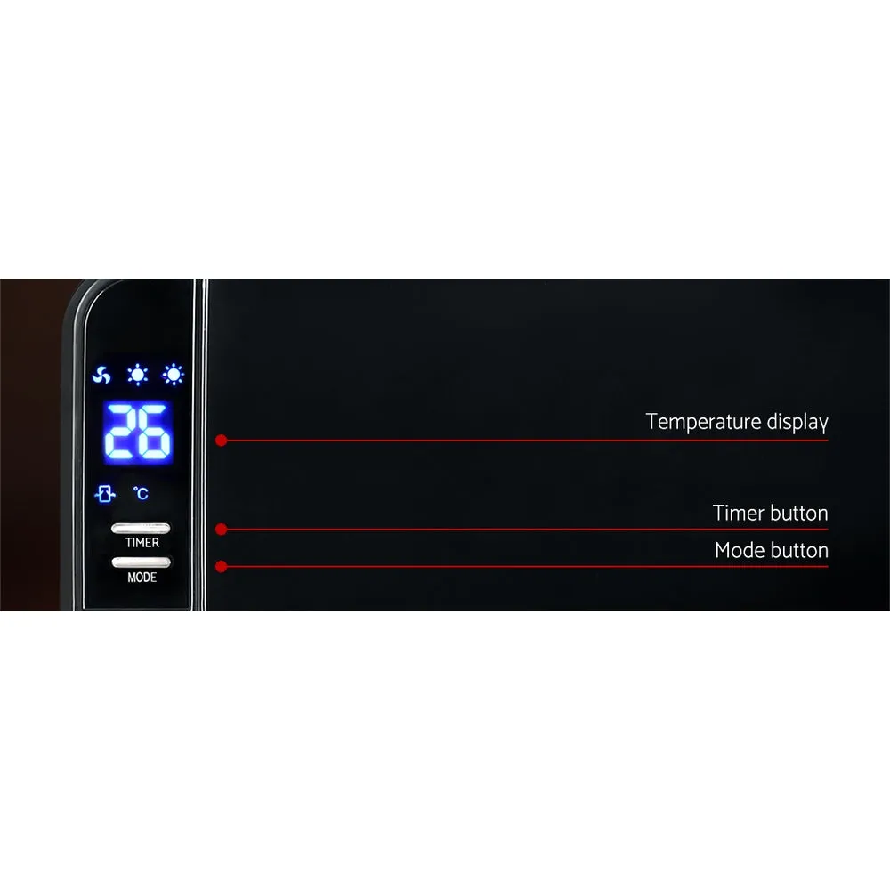 Efficient 2000W Black Ceramic Wall Heater with Remote - Devanti
