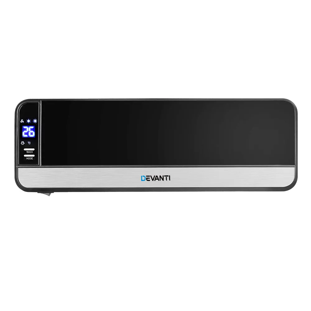 Efficient 2000W Black Ceramic Wall Heater with Remote - Devanti
