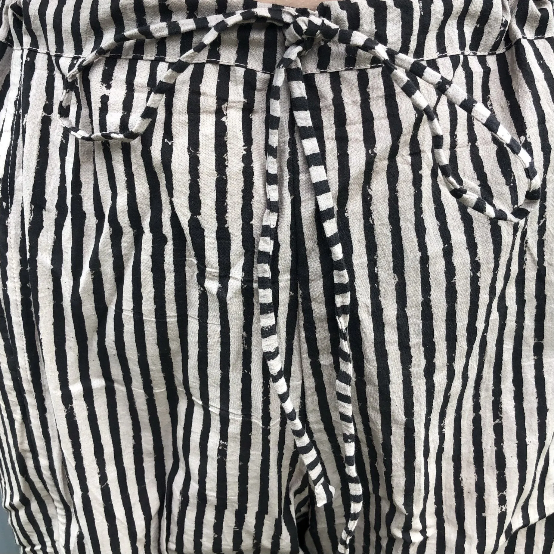 Fair Trade Ethical Striped Cotton Pants in Black