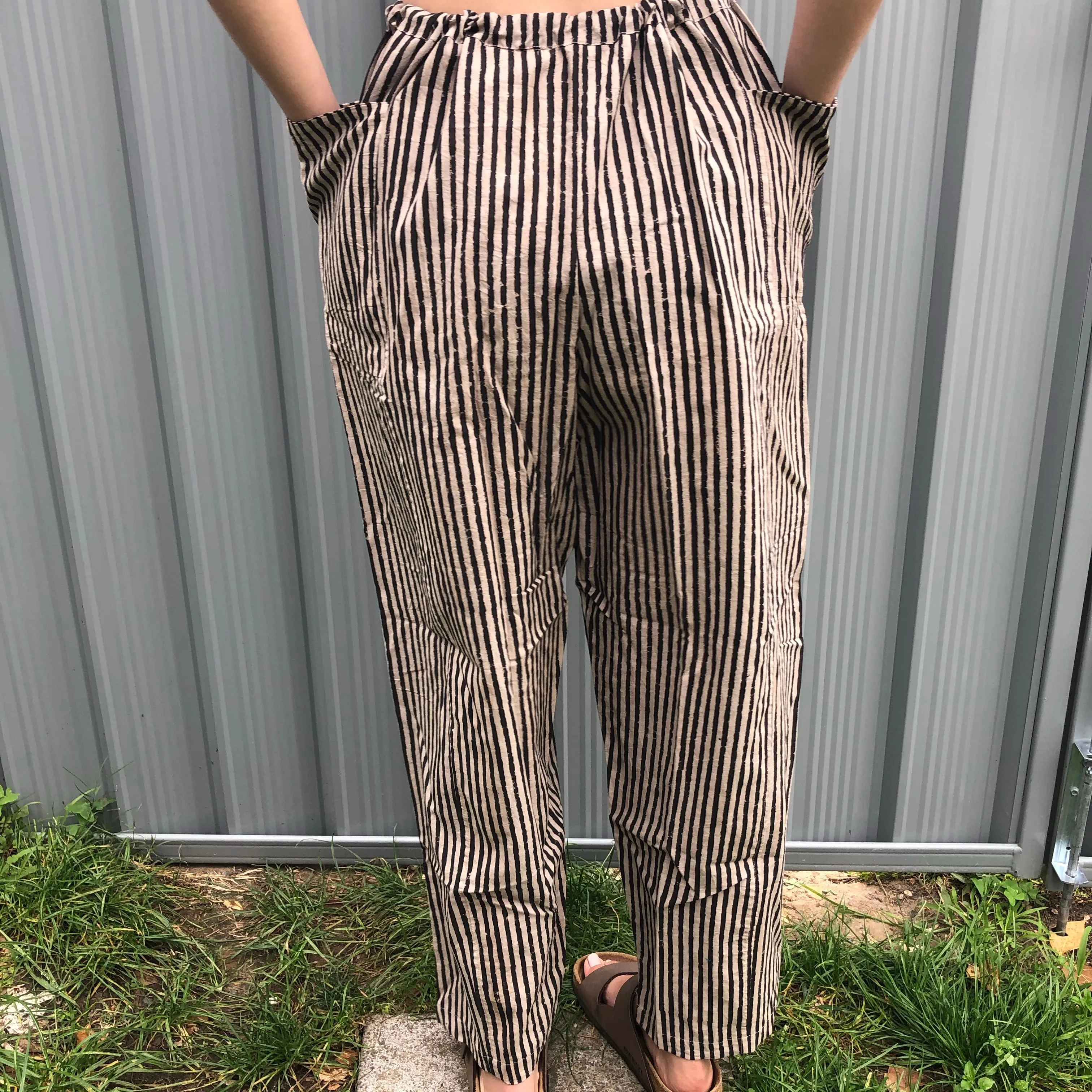 Fair Trade Ethical Striped Cotton Pants in Black