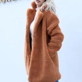 Fashion Faux Fur Long Sleeve Lapel Outwear