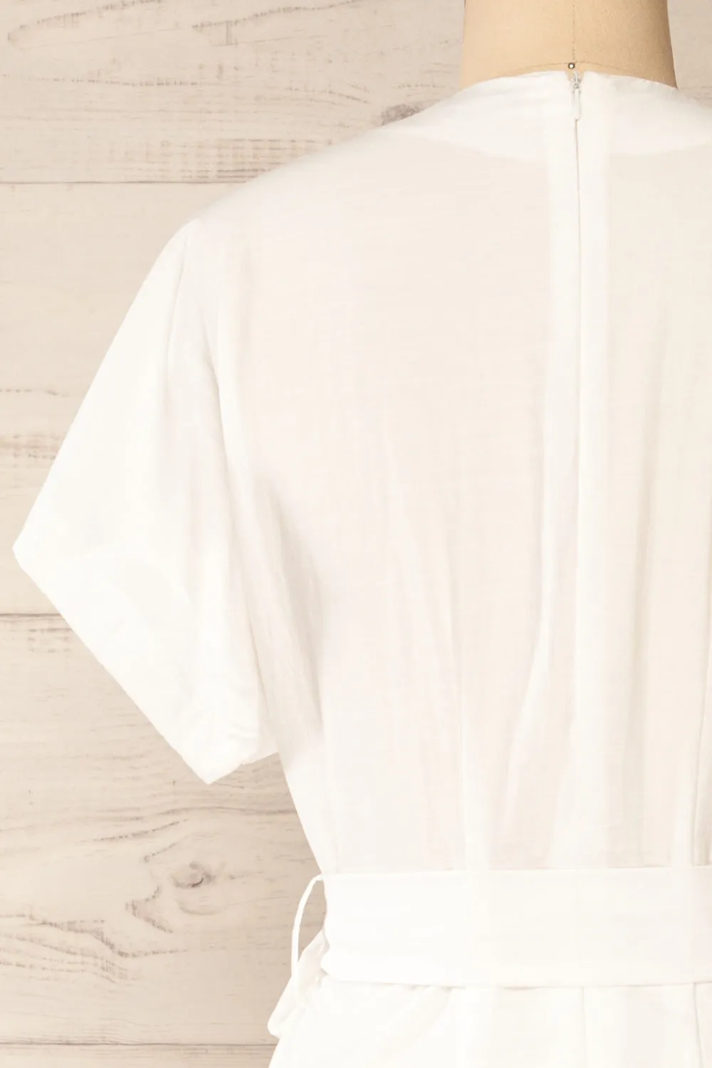 Junin White | Short Sleeve Wrap Midi Dress