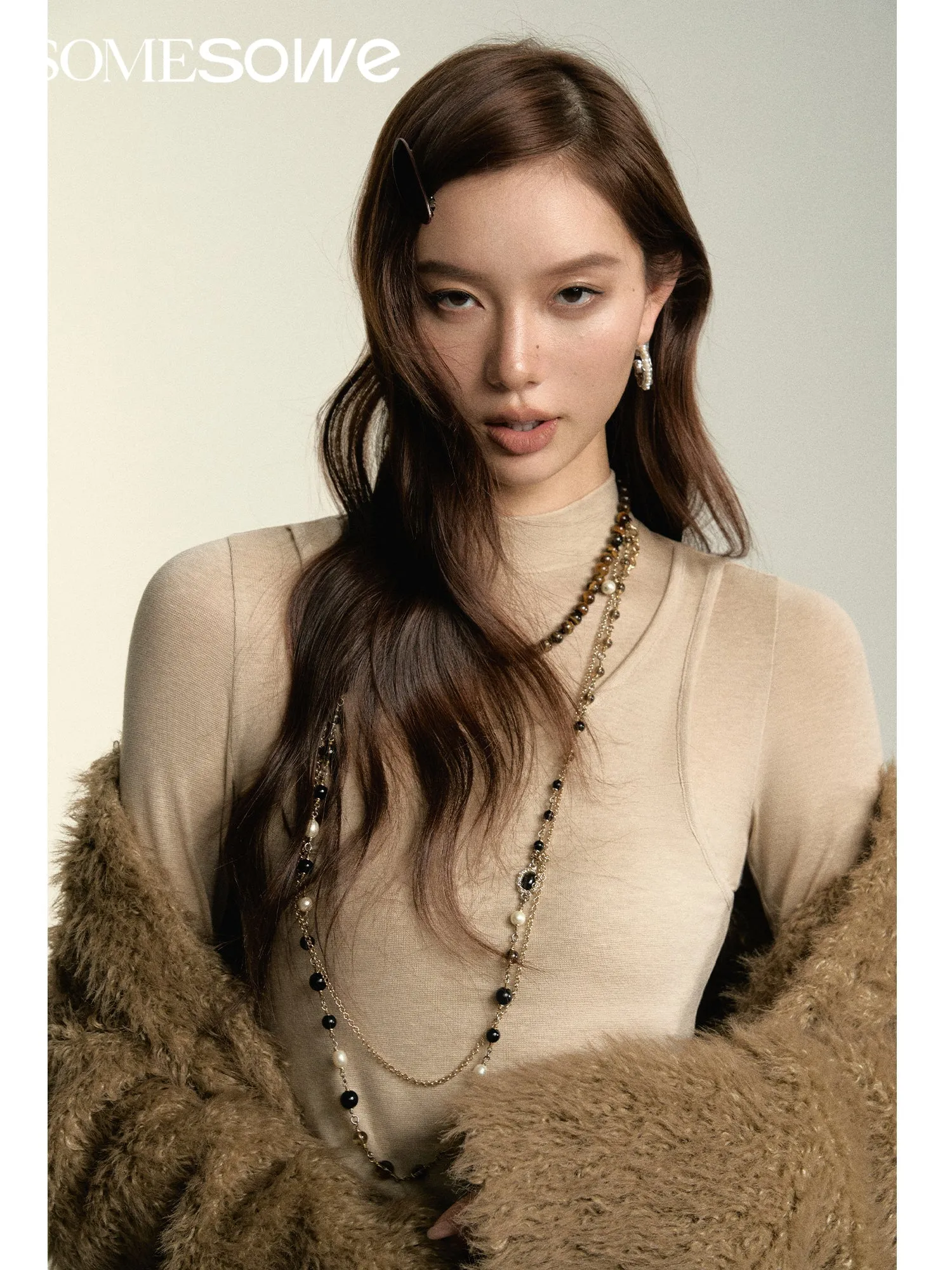 Khaki Faux Fur Long Coat