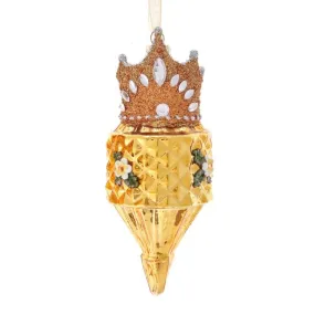 Kurt Adler Flower Finial with Crown Glass Ornament