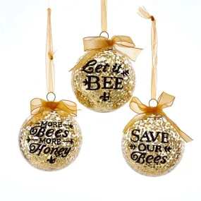 Kurt Adler Gold Balls with Words Glass Ornament