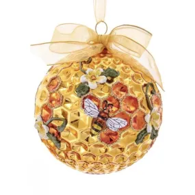 Kurt Adler Honeycomb Bee & Flower Glass Ball Ornament