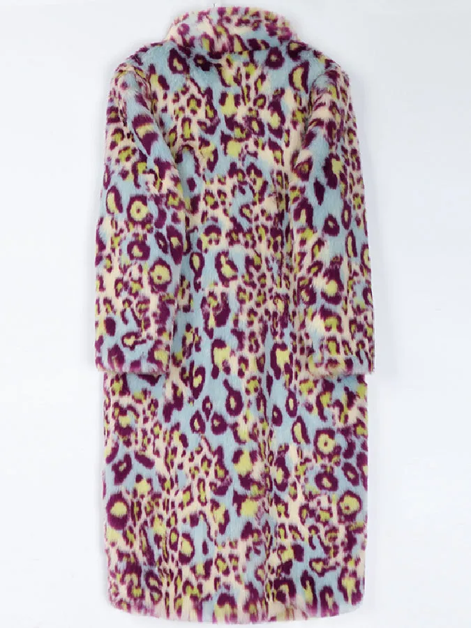 Leopard Faux Fur Long Coat　X564