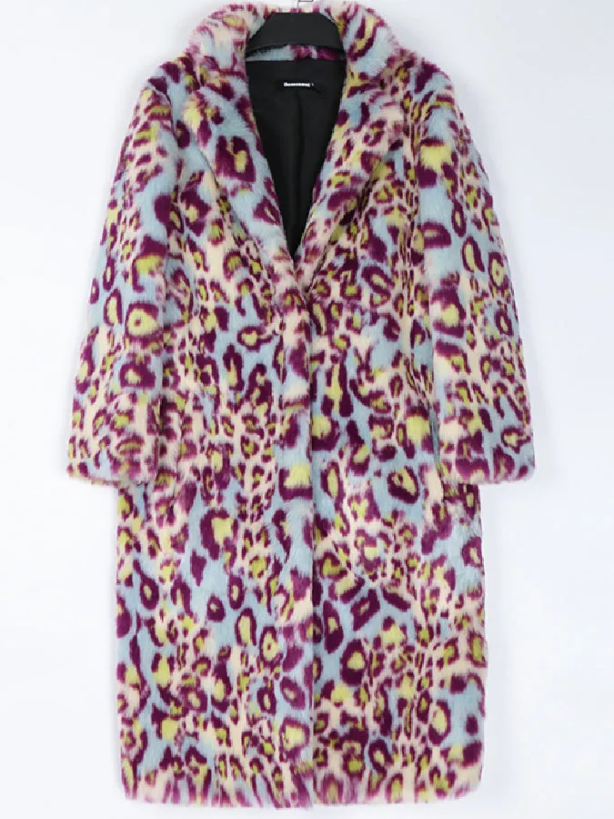 Leopard Faux Fur Long Coat　X564