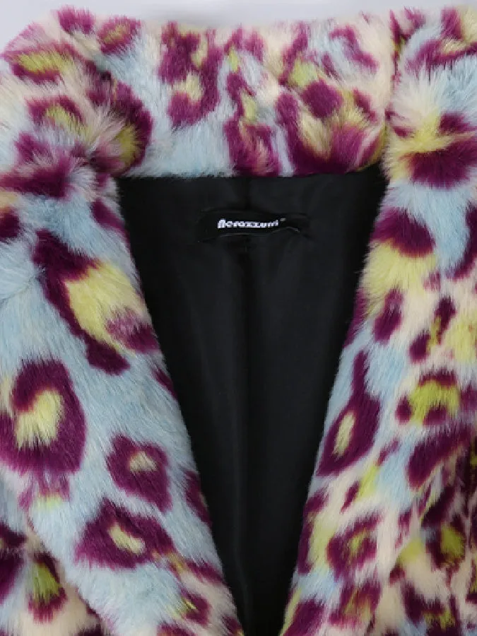 Leopard Faux Fur Long Coat　X564