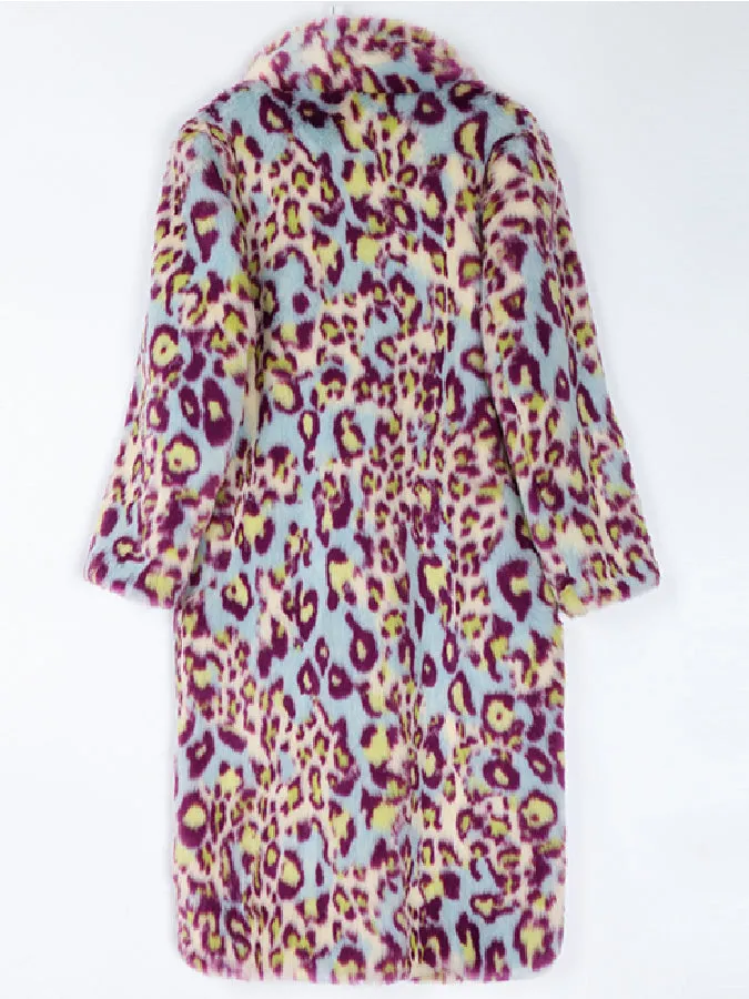Leopard Faux Fur Long Coat　X564