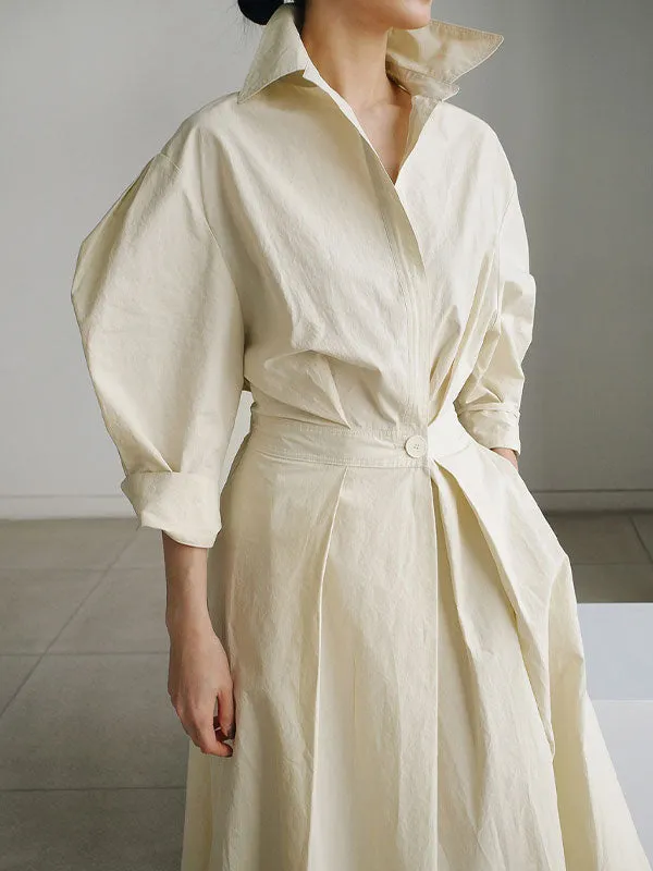 Long Sleeve Solid Shirt Maxi Dress